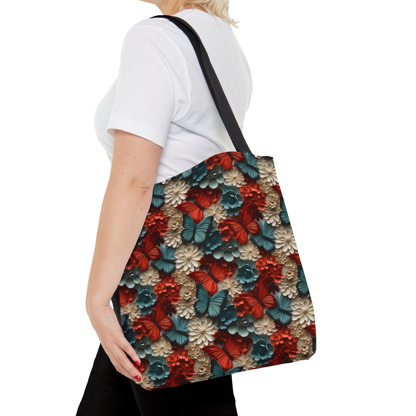 3D Butterflies and Flowers Tote Bag