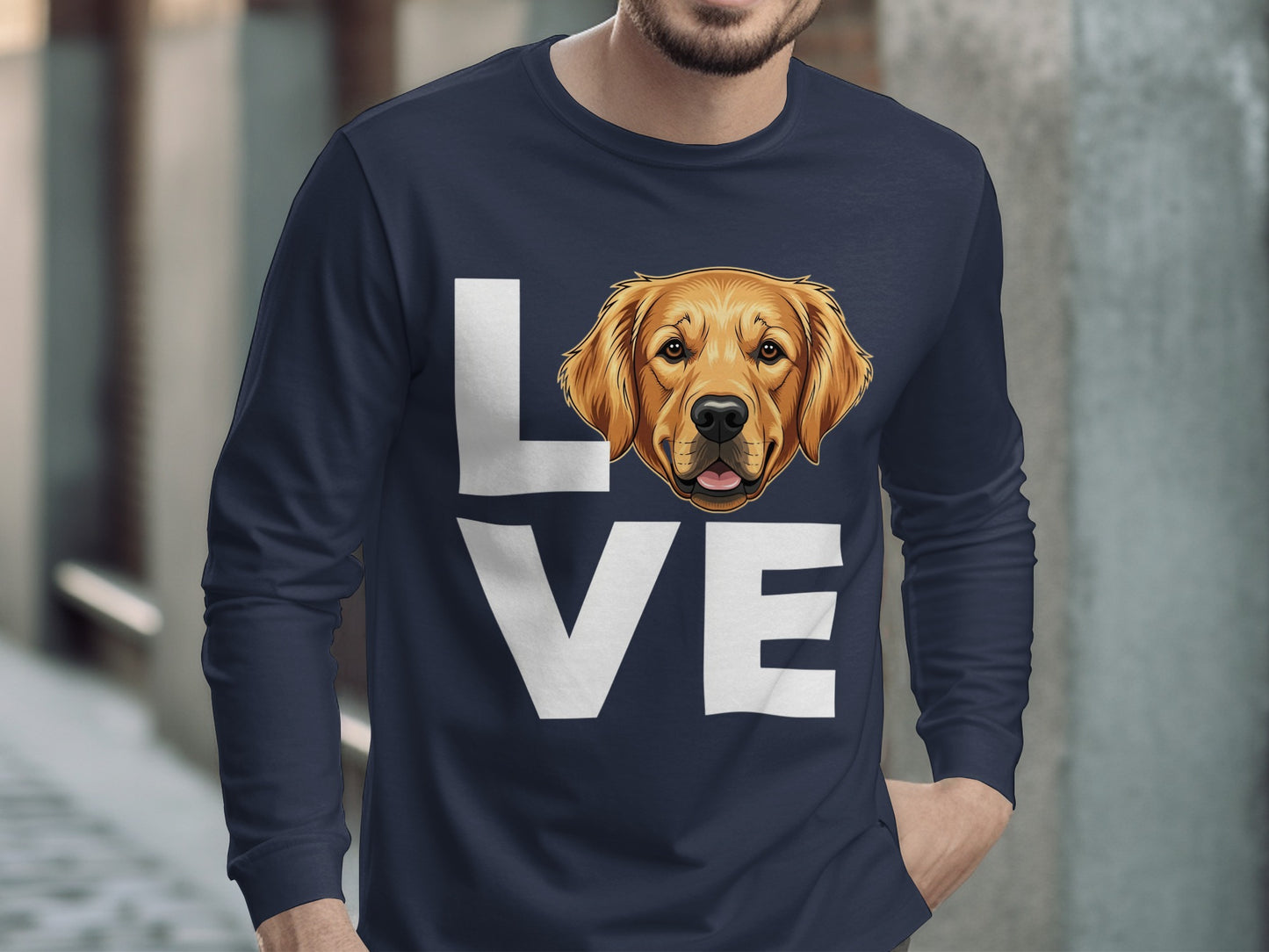 Love Golden Retriever Dog Graphic Long Sleeve Shirt