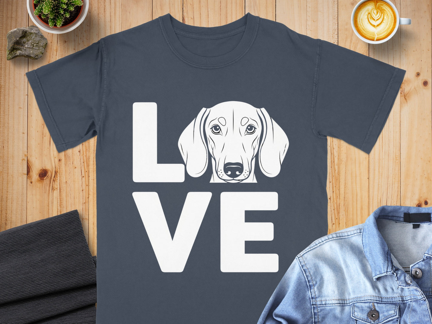 Love with Dog Face Illustration Graphic T-Shirt