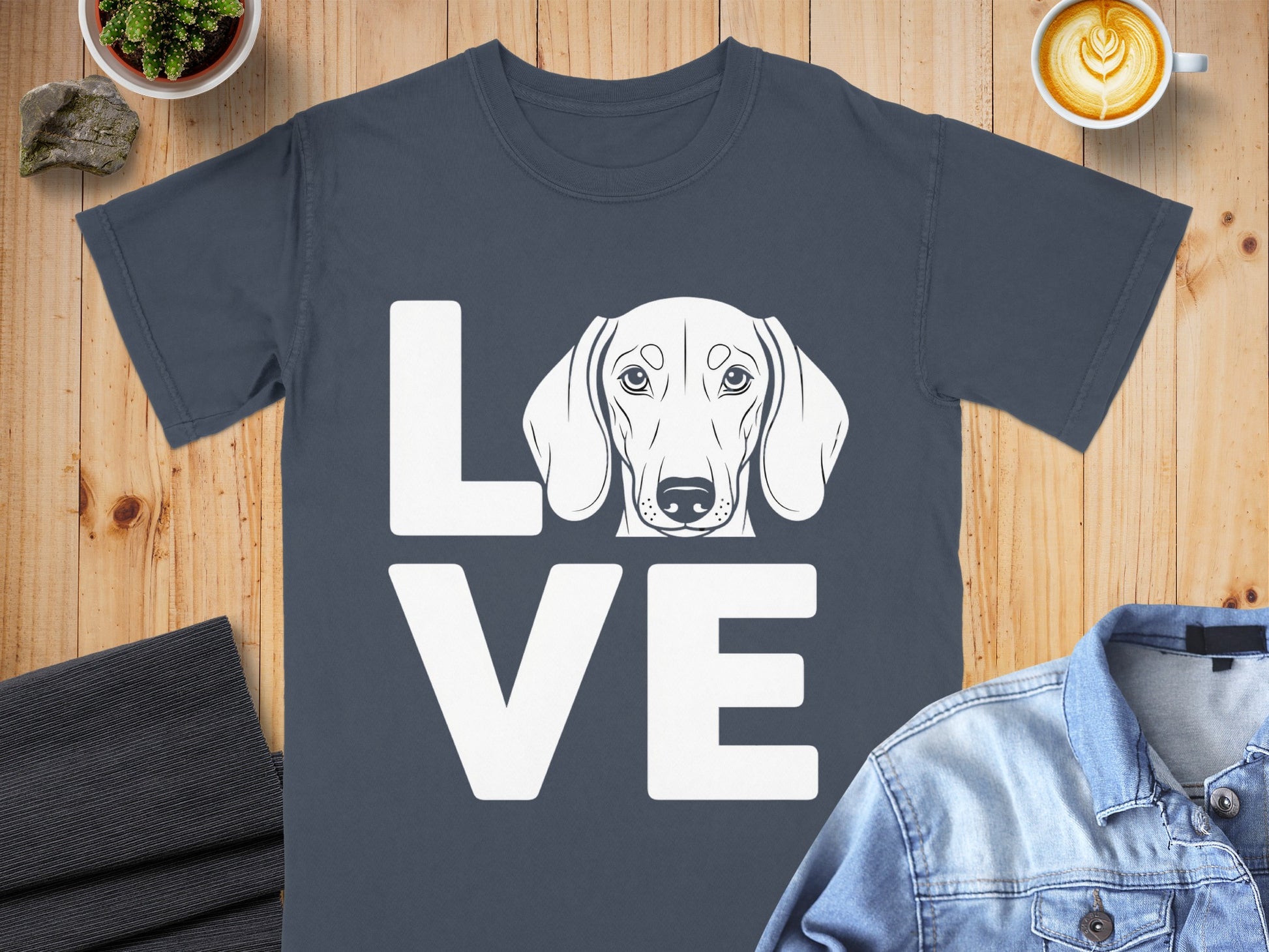 Love with Dog Face Illustration Graphic T-Shirt