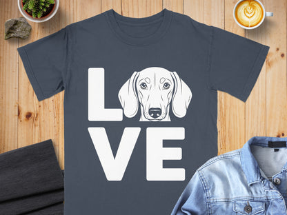Love with Dog Face Illustration Graphic T-Shirt