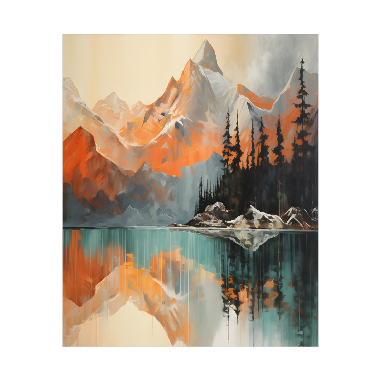 Mountain, River and Sunset view Matte Vertical Posters