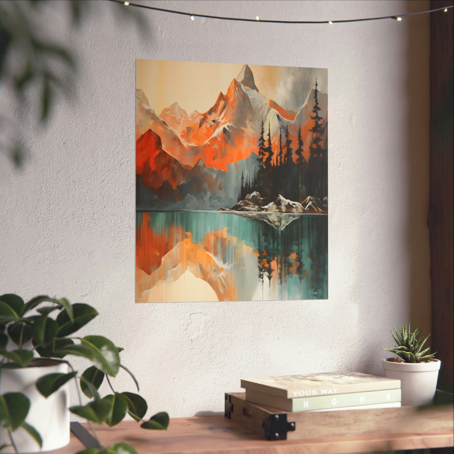 Mountain, River and Sunset view Matte Vertical Posters