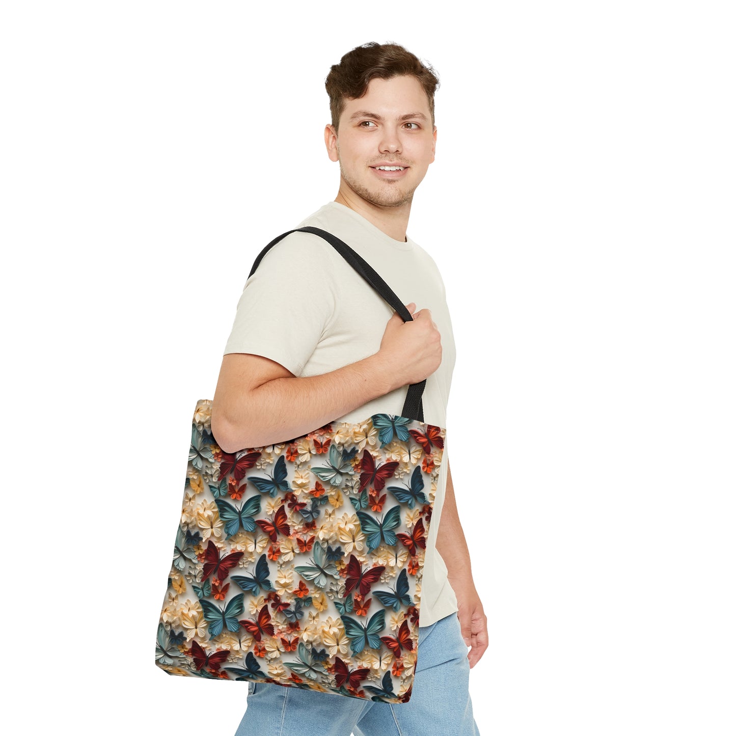 3D Butterflies and Flowers Tote Bag