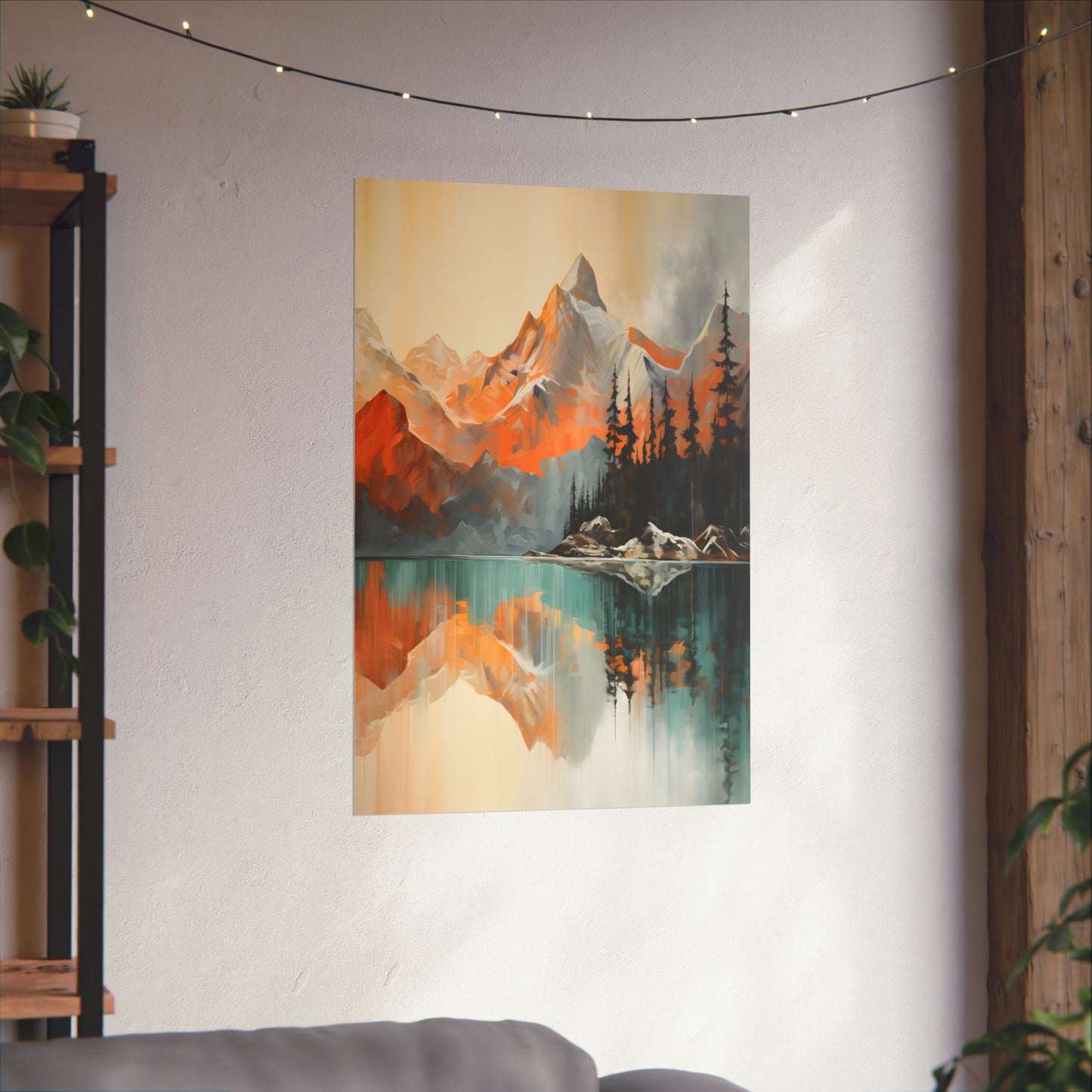 Mountain, River and Sunset view Matte Vertical Posters