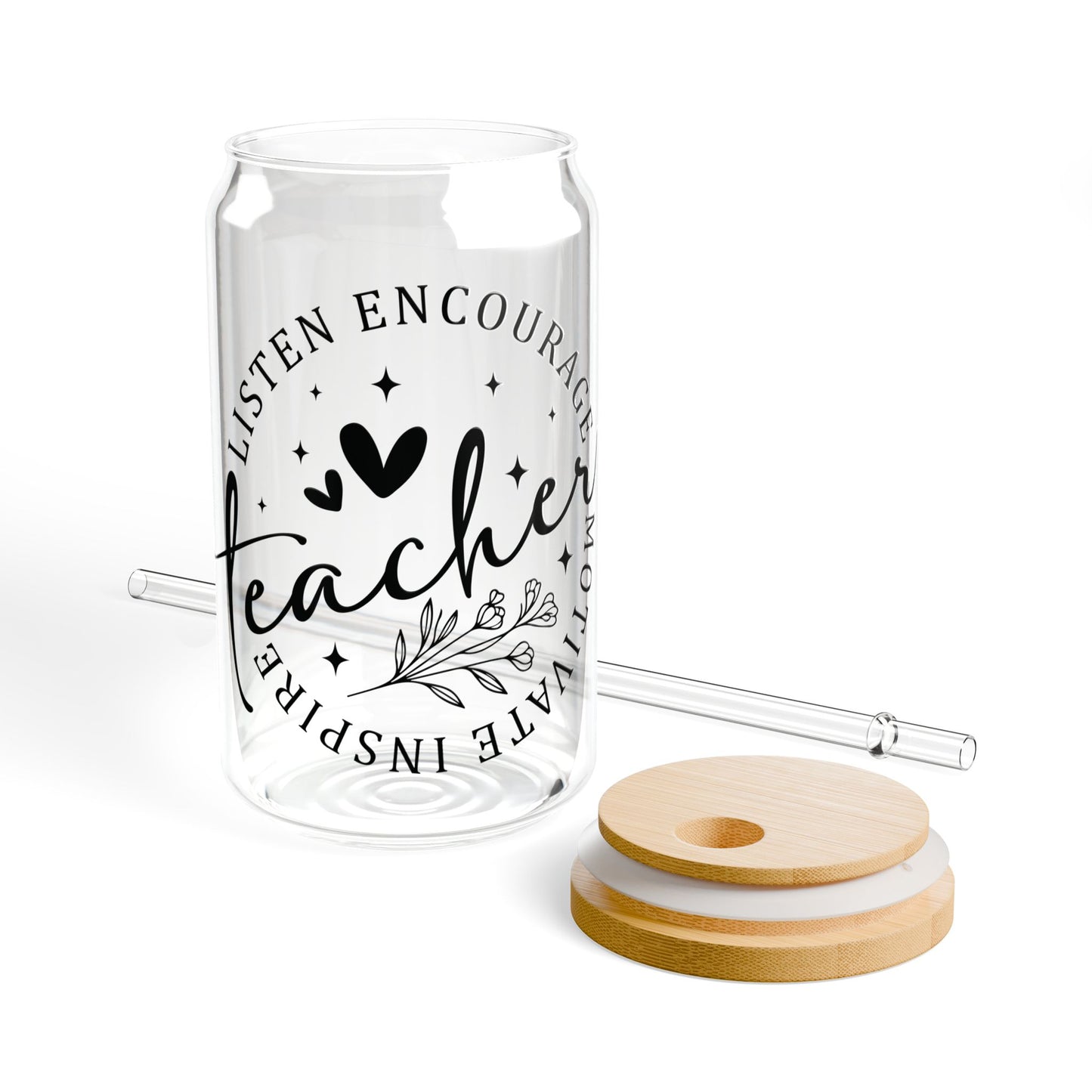 Teacher Sipper Glass - Perfect Gift for Educators, 16oz Tumbler, School Staff Appreciation, End of Year Present, School Holiday Gift,