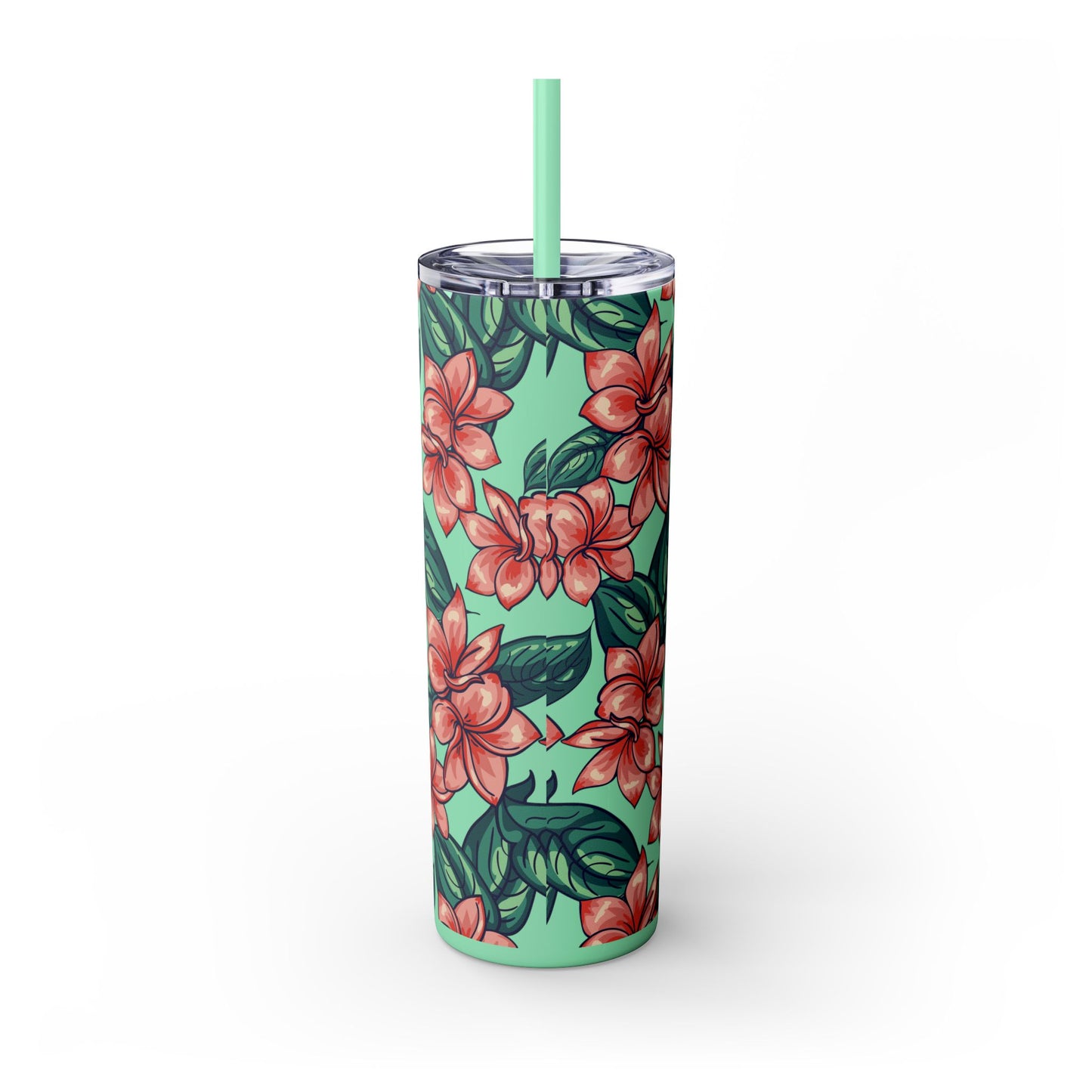 Floral design Tumbler with Straw, 20oz - Flowers Pattern, Botanical Gift, Spring Cup, Pink Floral Tumbler, Garden Lover Gift, Floral Print