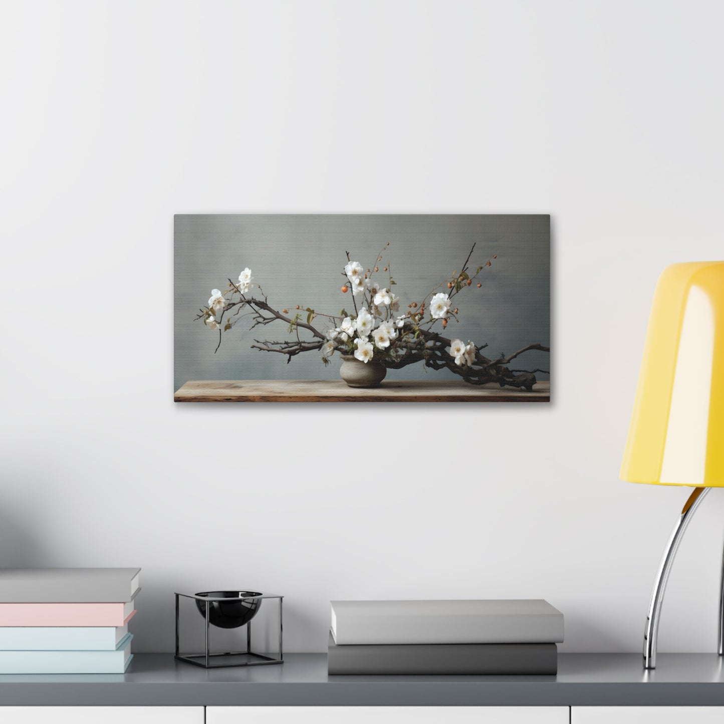 Wooden Flowers Branch Canvas Gallery Wrap