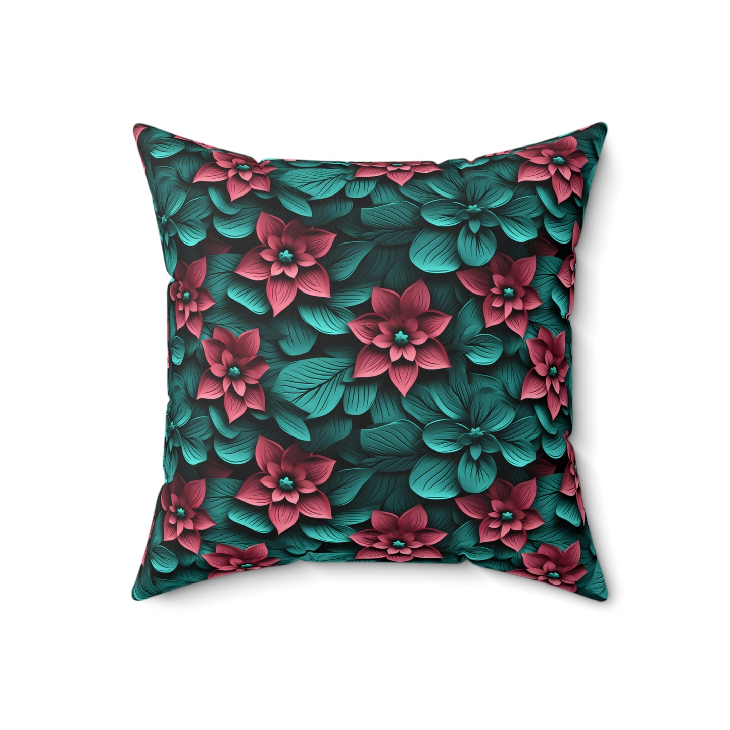 3D Flowers Spun Square Pillow