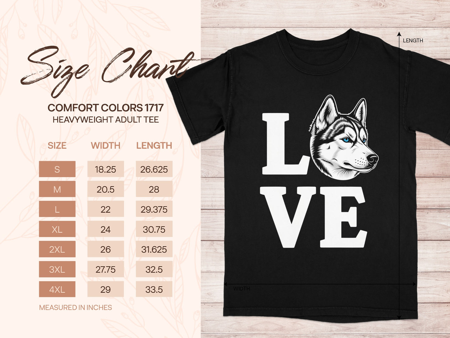 Love Husky Dog Graphic on Comfort Colors 1717 Tee