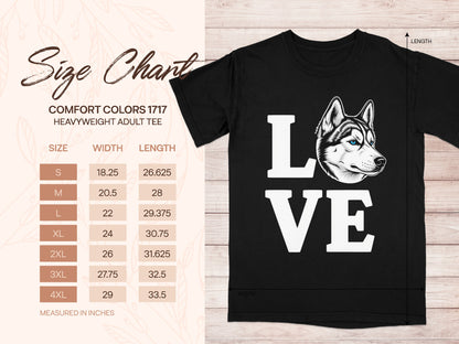 Love Husky Dog Graphic on Comfort Colors 1717 Tee