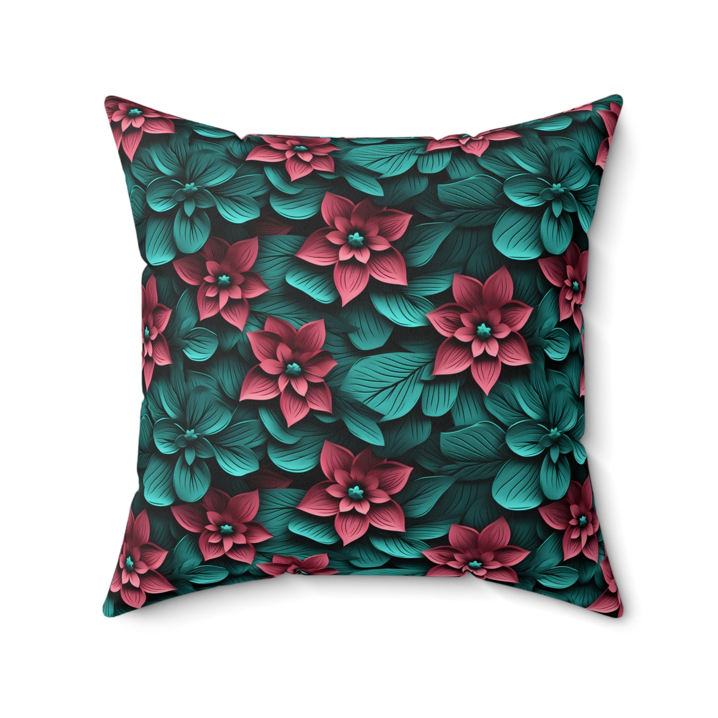 3D Flowers Spun Square Pillow