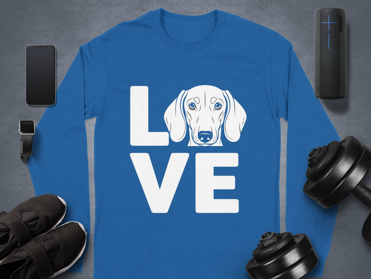 Love Dog Face Graphic Long Sleeve Shirt