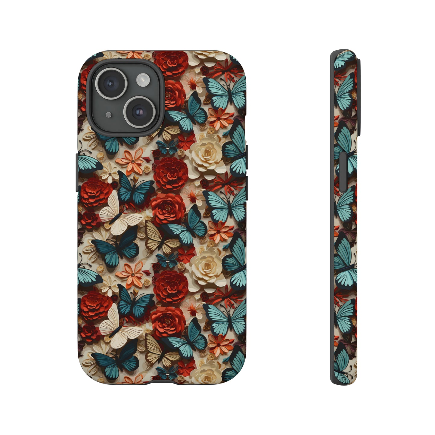 Flower Pattern Blue Butterfly Vintage Style Pattern Tough Cases