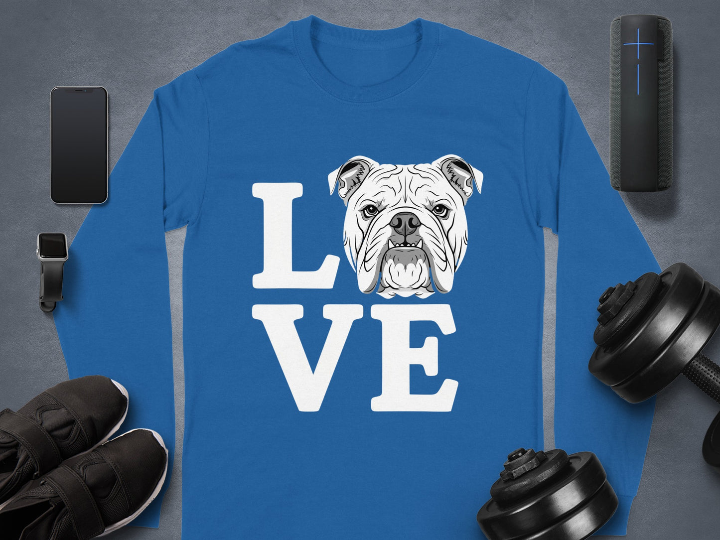 Love Bulldog Graphic Design Long Sleeve Shirt