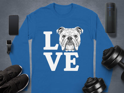 Love Bulldog Graphic Design Long Sleeve Shirt