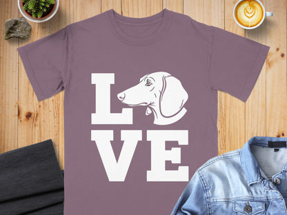 LOVE Dog Design Graphic Print Tee Shirt
