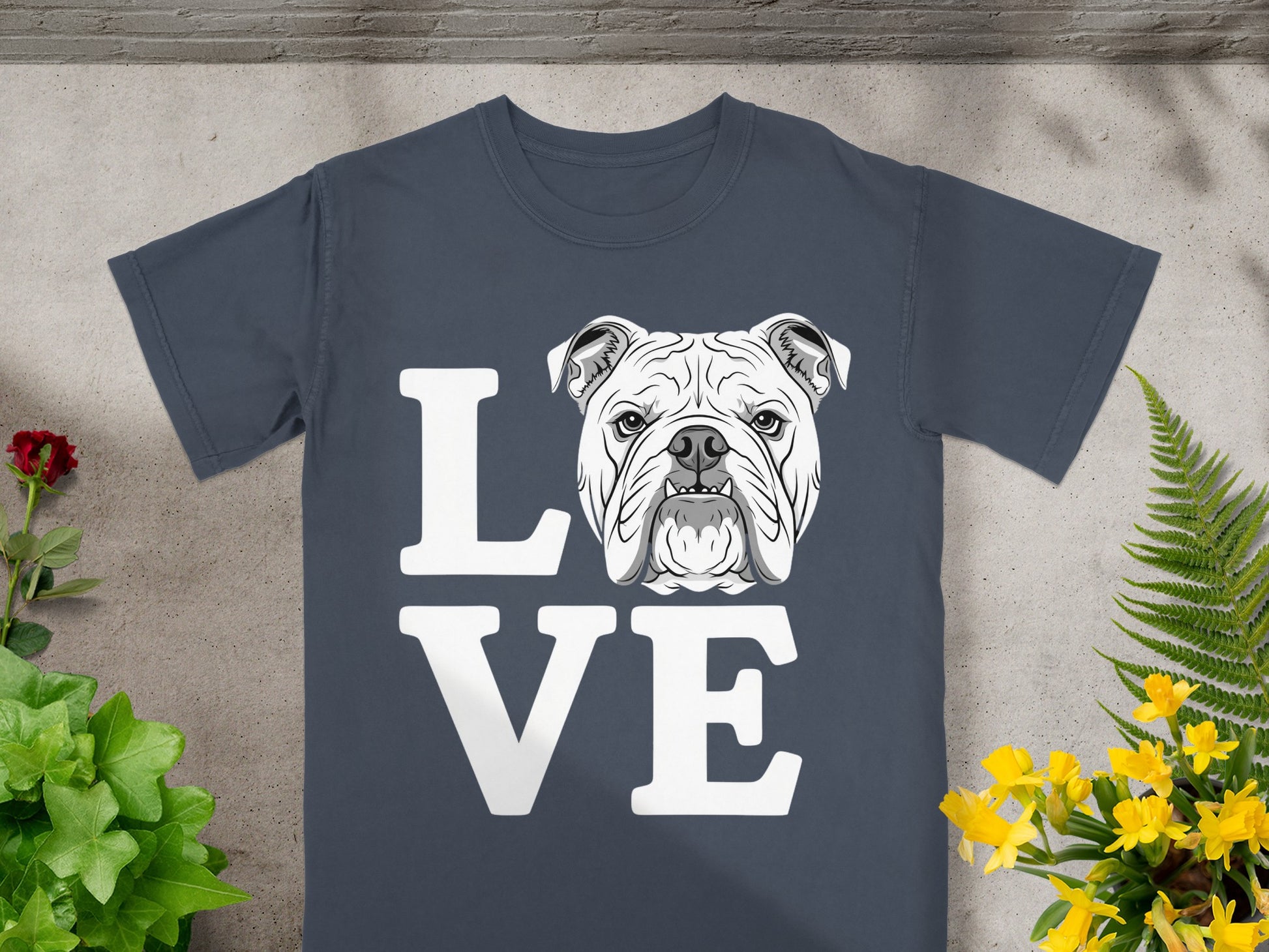 Love Bulldog Graphic T-Shirt Perfect for Dog Lovers