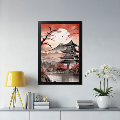 Serene Landscape with Sakura and Temple Wall Art Product