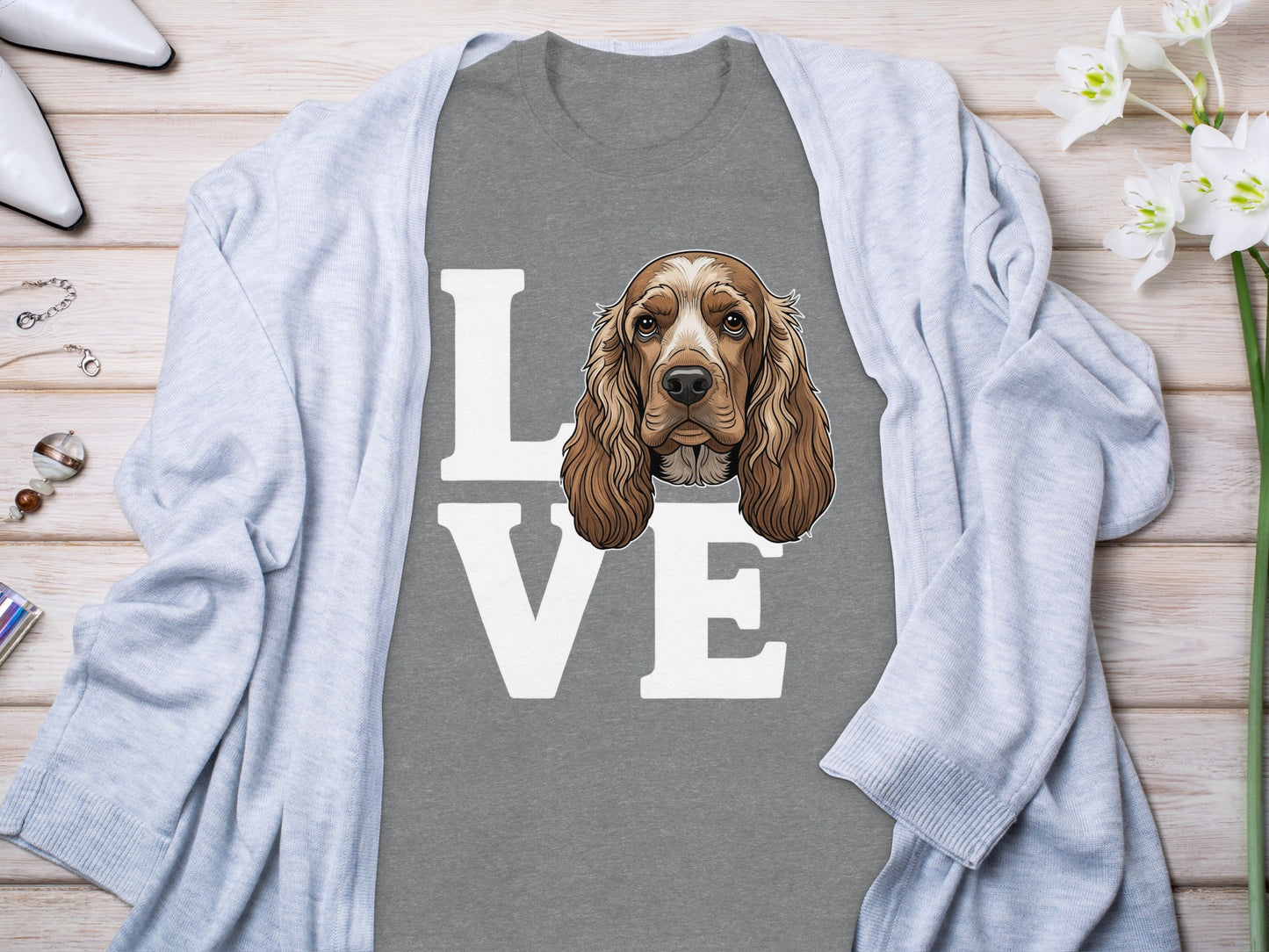 LOVE Dog Illustration T-Shirt Perfect Gift Apparel
