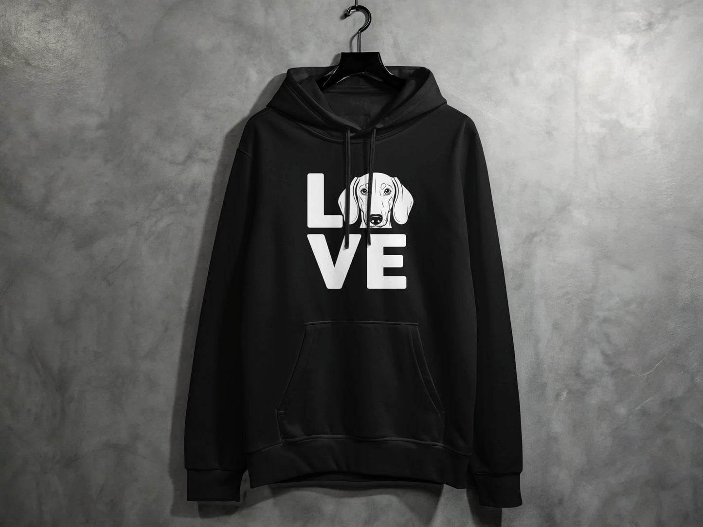Love Dog Hoodie Black Casual Wear Pullover Sweatshirt