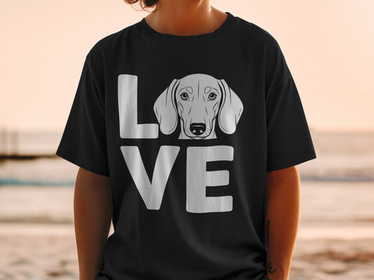 LOVE Dog Graphic Print Black Casual T-shirt