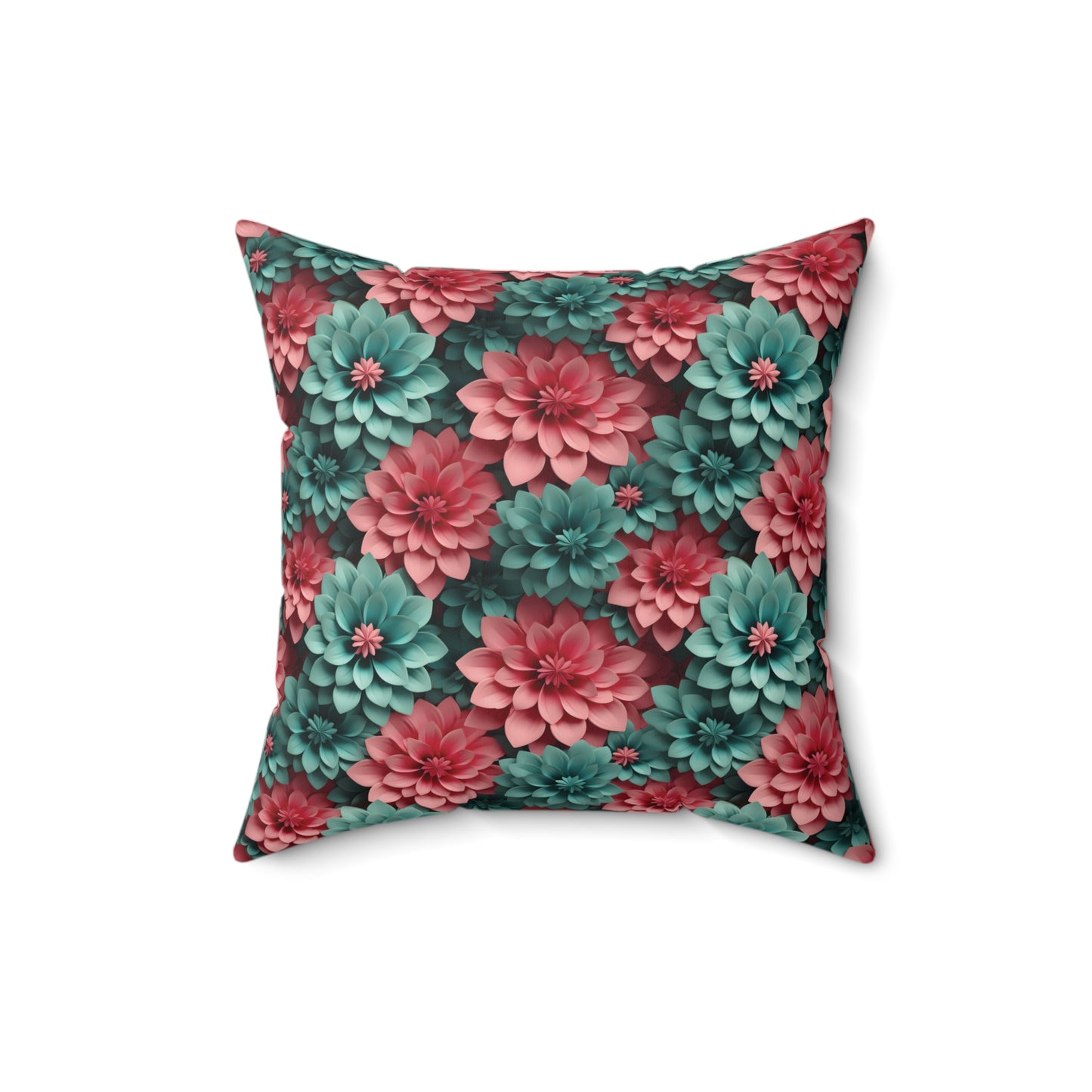 3D Flowers Spun Square Pillow