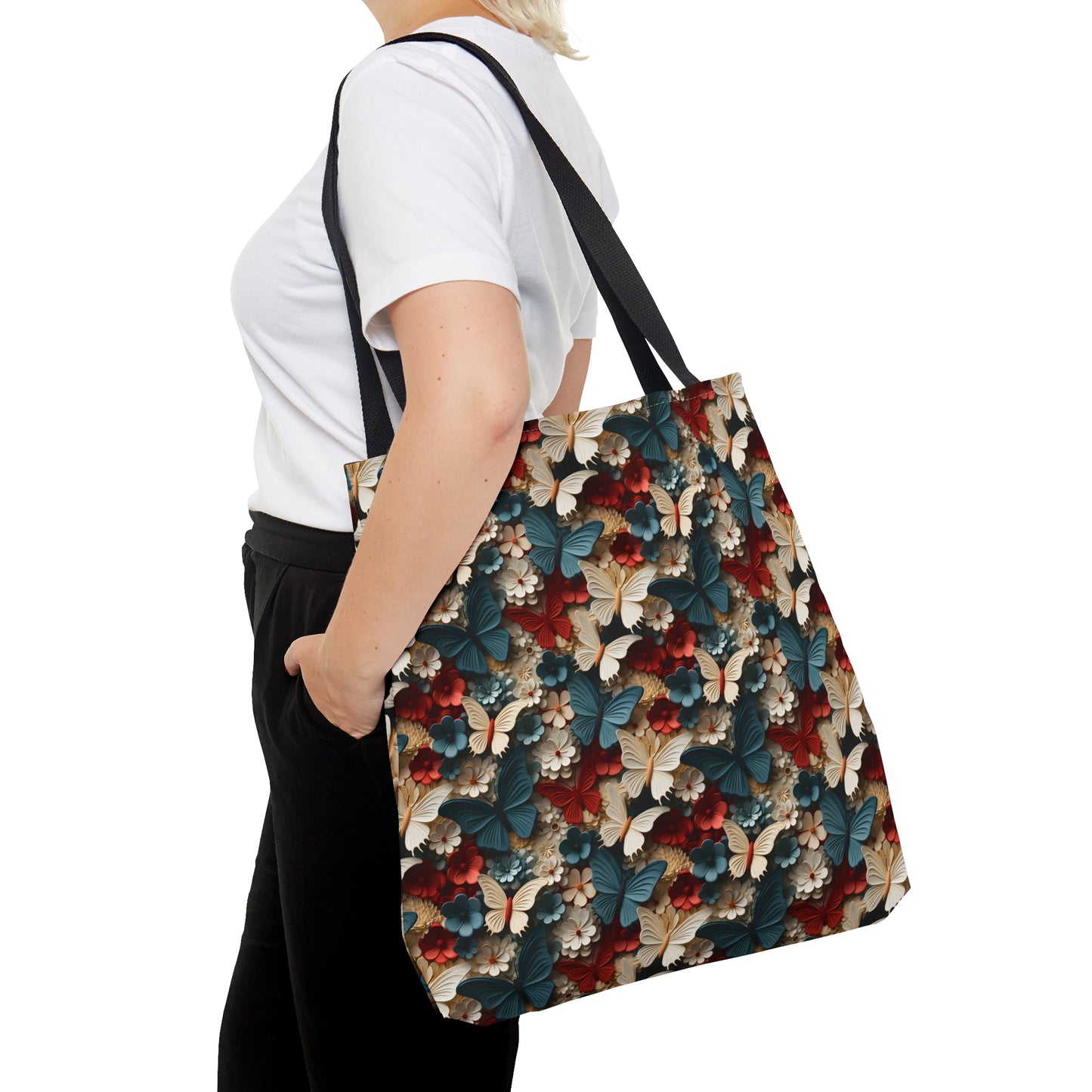 3D Butterflies and Flowers Tote Bag