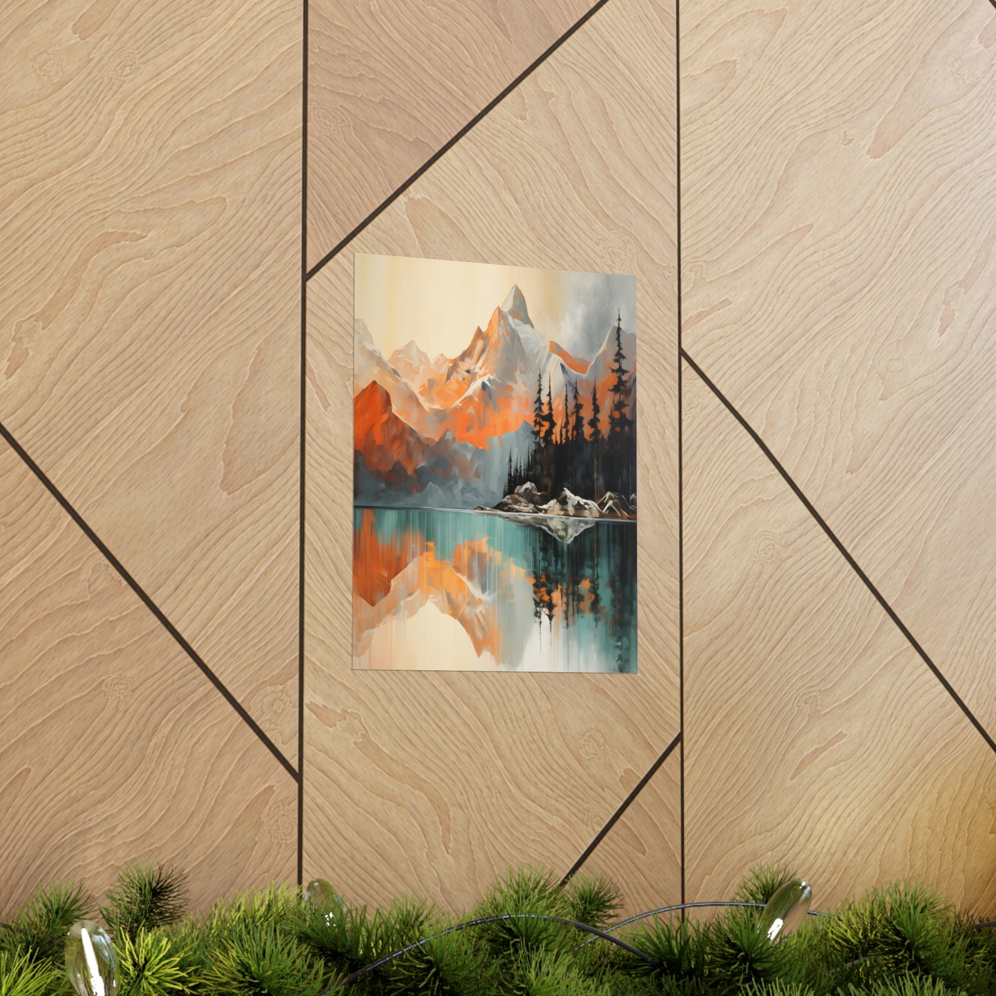 Mountain, River and Sunset view Matte Vertical Posters