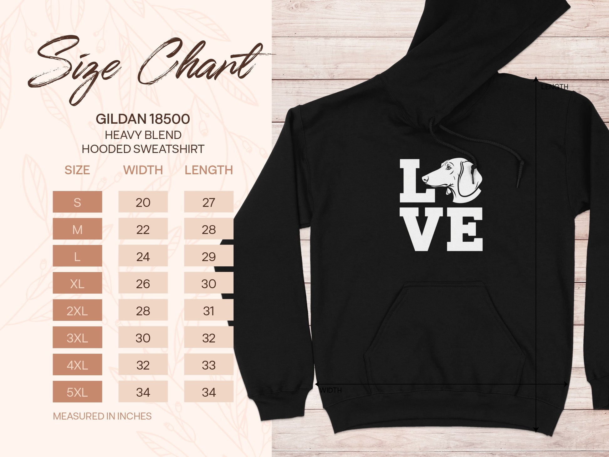 Love Dachshund Print Heavy Blend Hooded Sweatshirt Product