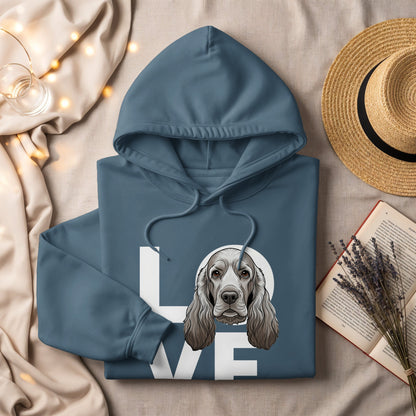 Love Dog Print Blue Hoodie Long Sleeve Apparel