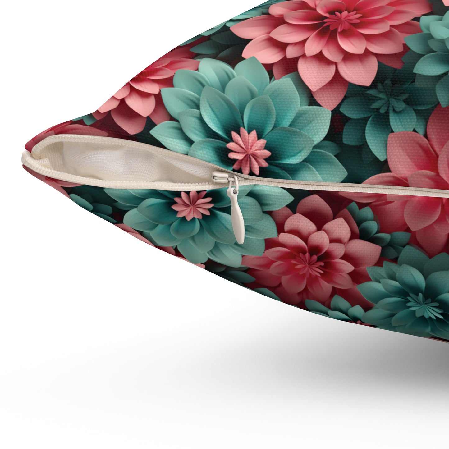 3D Flowers Spun Square Pillow