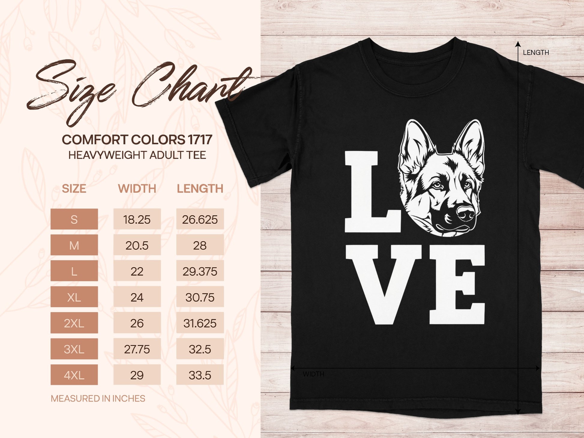 LOVE Graphic Dog Illustration Heavyweight Adult Tee