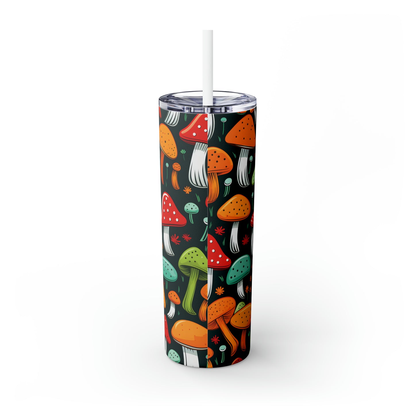 Mushromms Skinny Tumbler with Straw, 20oz