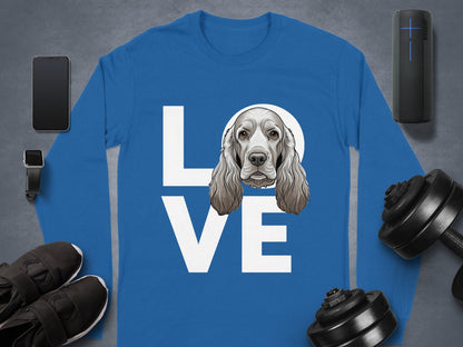 Blue Shirt with Love and Dog Graphic Design for Sale