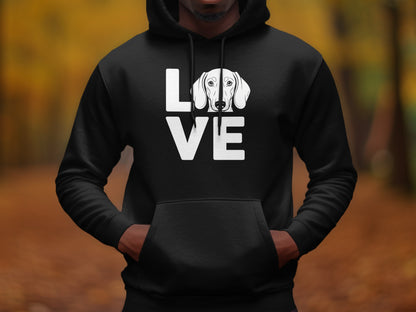 LOVE Hoodie with Dog Illustration Bold Design