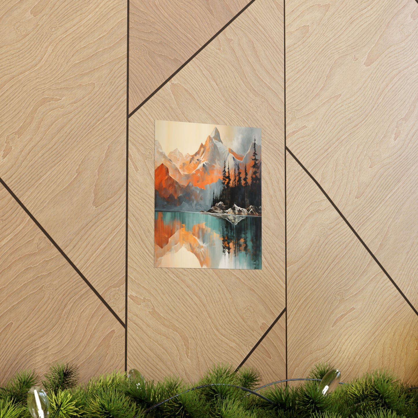 Mountain, River and Sunset view Matte Vertical Posters