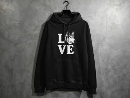 Love with Husky Graphic Hoodie Black Apparel