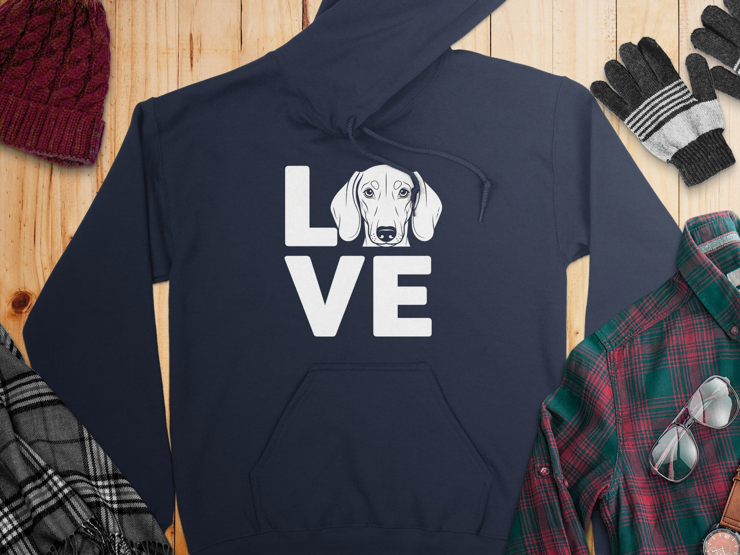 Love Dog Face Graphic Hoodie for Cozy Winter Wear