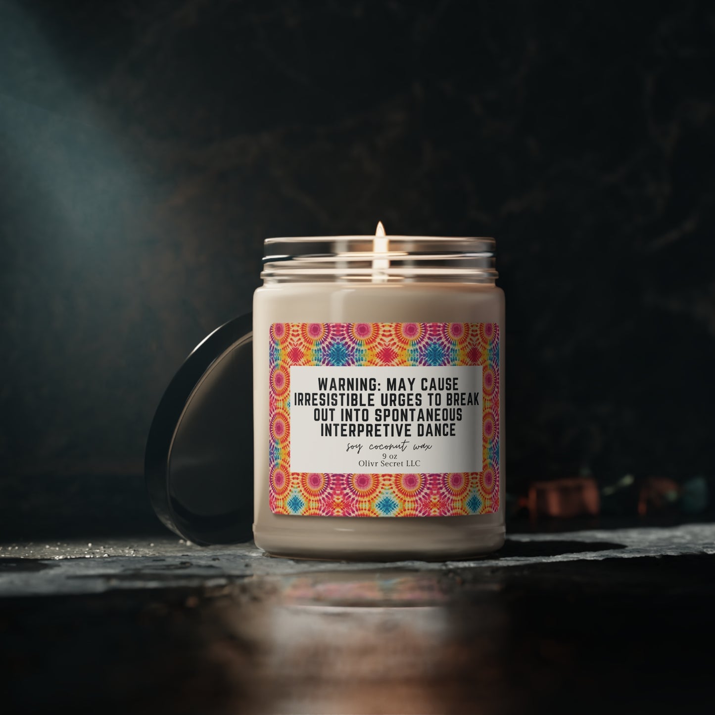 Warning May cause irresistible urges to break out into spontaneous interpretive dance Scented Soy Candle, 9oz