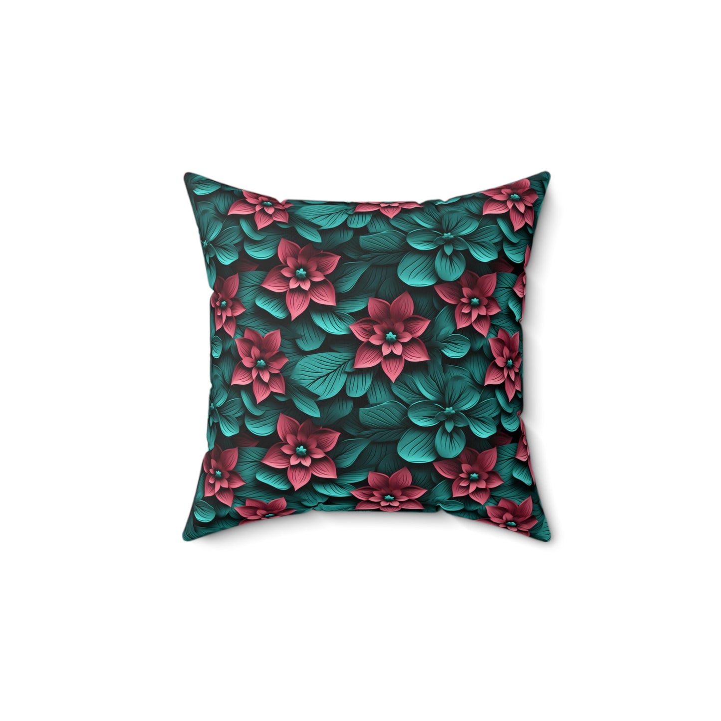 3D Flowers Spun Square Pillow