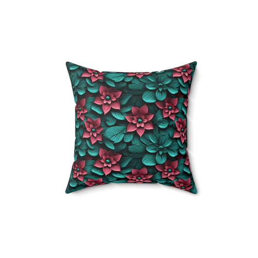 3D Flowers Spun Square Pillow