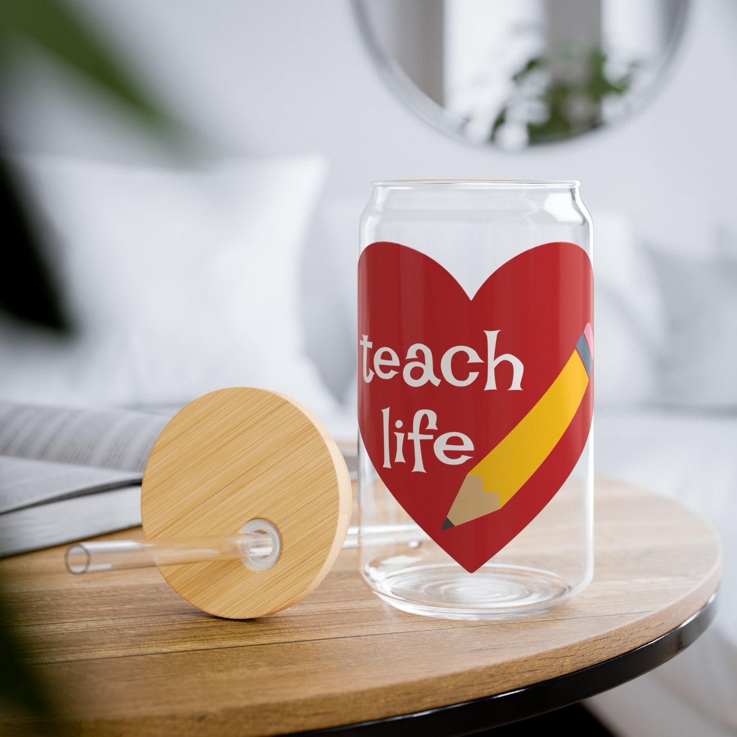 Teacher Sipper Glass - Perfect Gift for Educators, 16oz Tumbler, School Staff Appreciation, End of Year Present, School Holiday Gift,