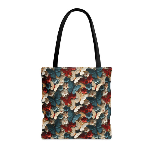 3D Butterflies and Flowers Tote Bag