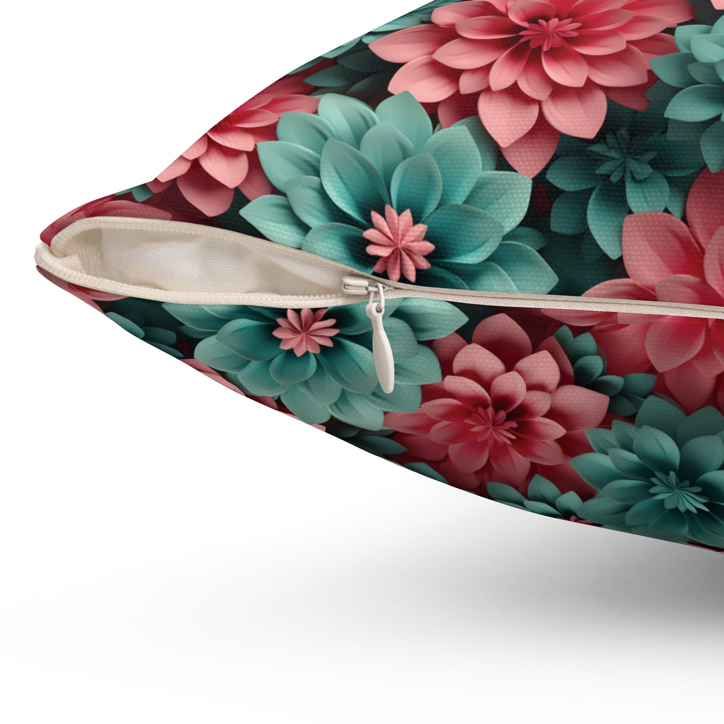 3D Flowers Spun Square Pillow