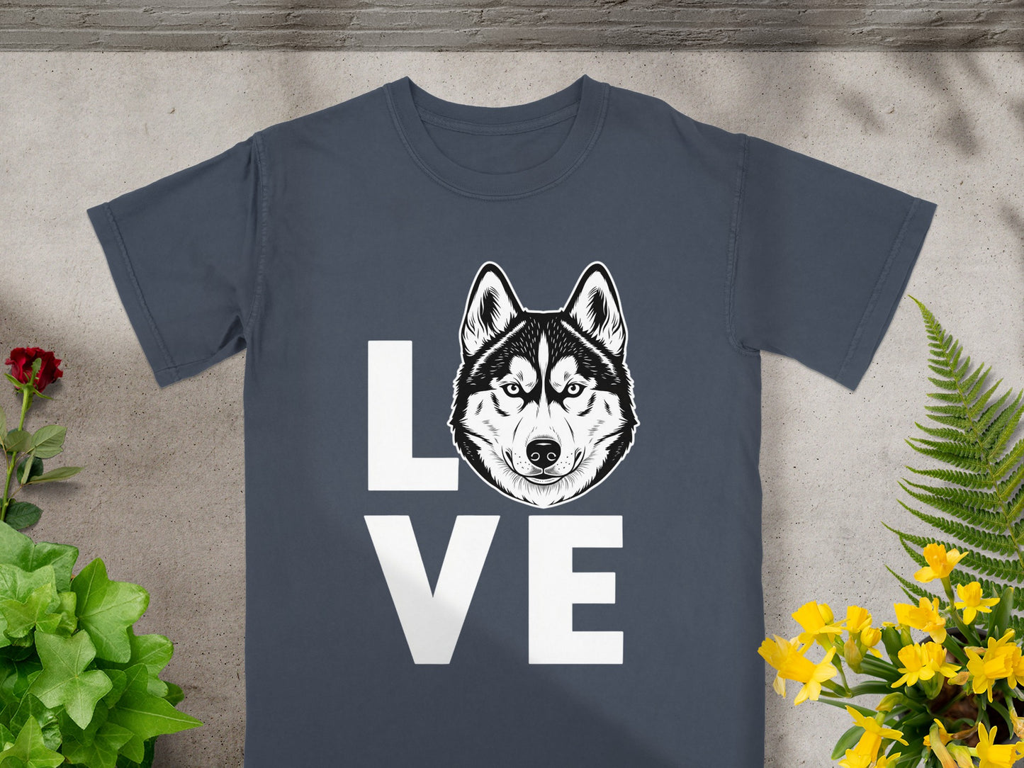 LOVE Husky Wolf Graphic Design T-Shirt for Pet Lovers