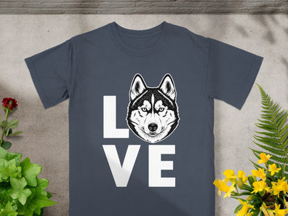 LOVE Husky Wolf Graphic Design T-Shirt for Pet Lovers