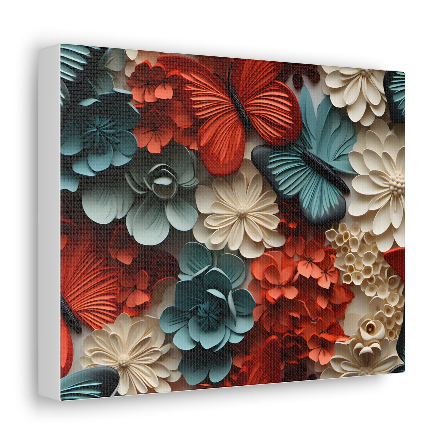 3D Butterflies and Flowers Gallery Wraps