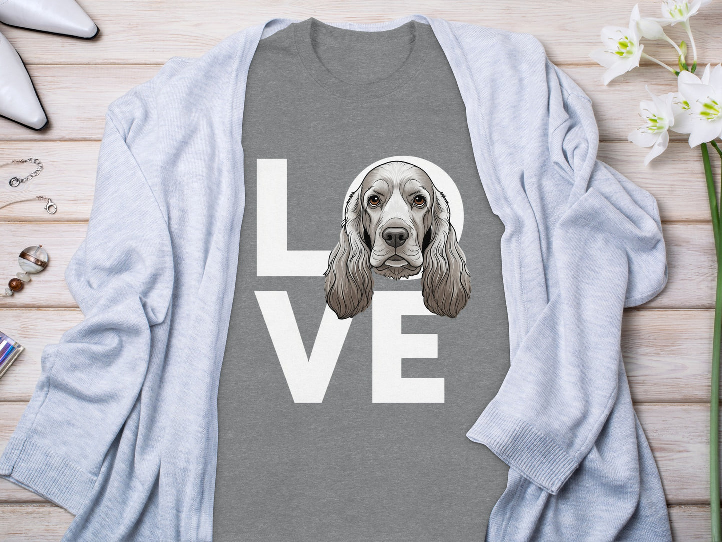 LOVE Dog Graphic T-shirt with Dog Face Illustration