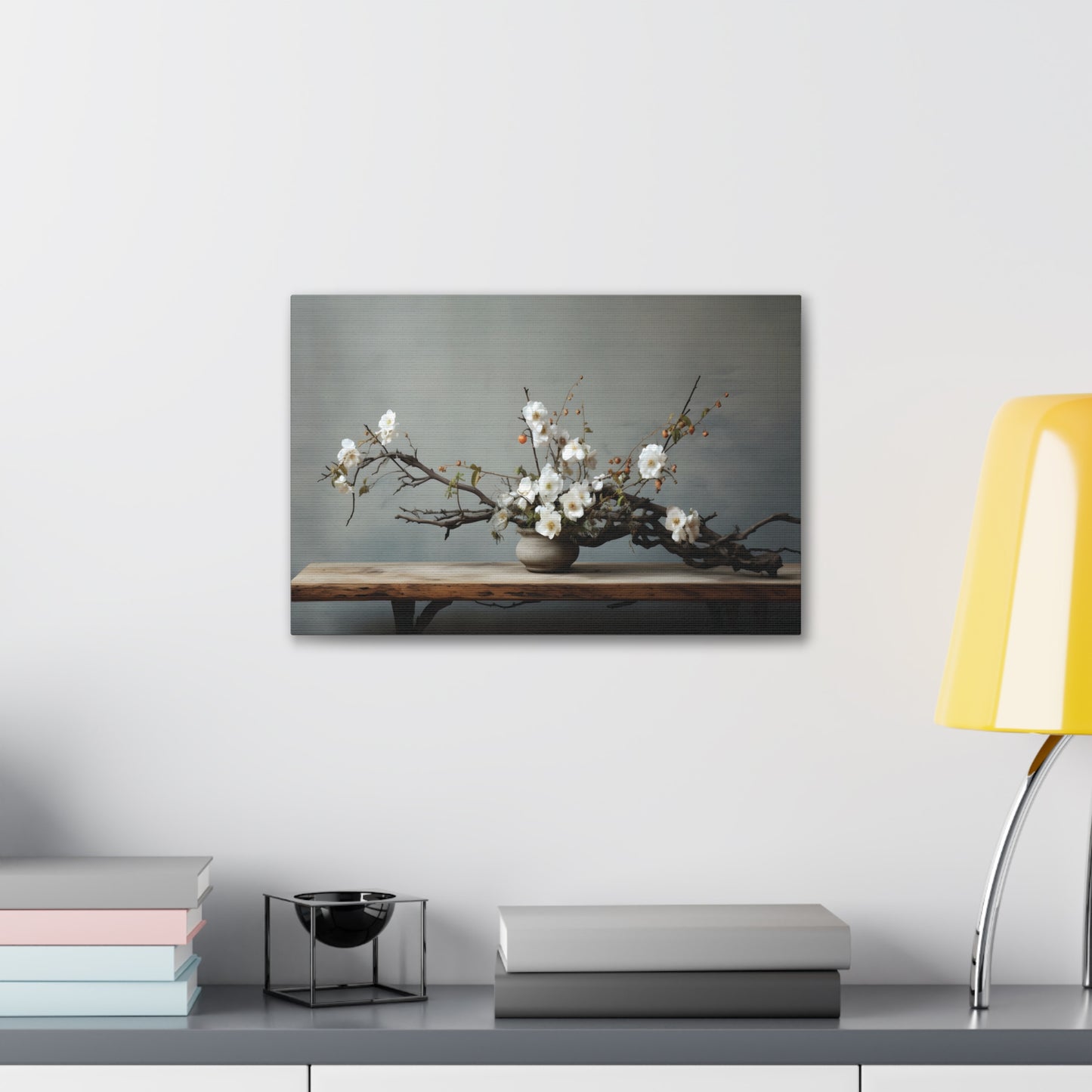 Wooden Flowers Branch Canvas Gallery Wrap